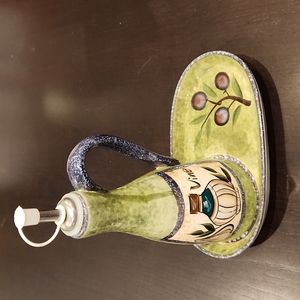 Vinaigrette tray and bottle with cap Glazed Pottery